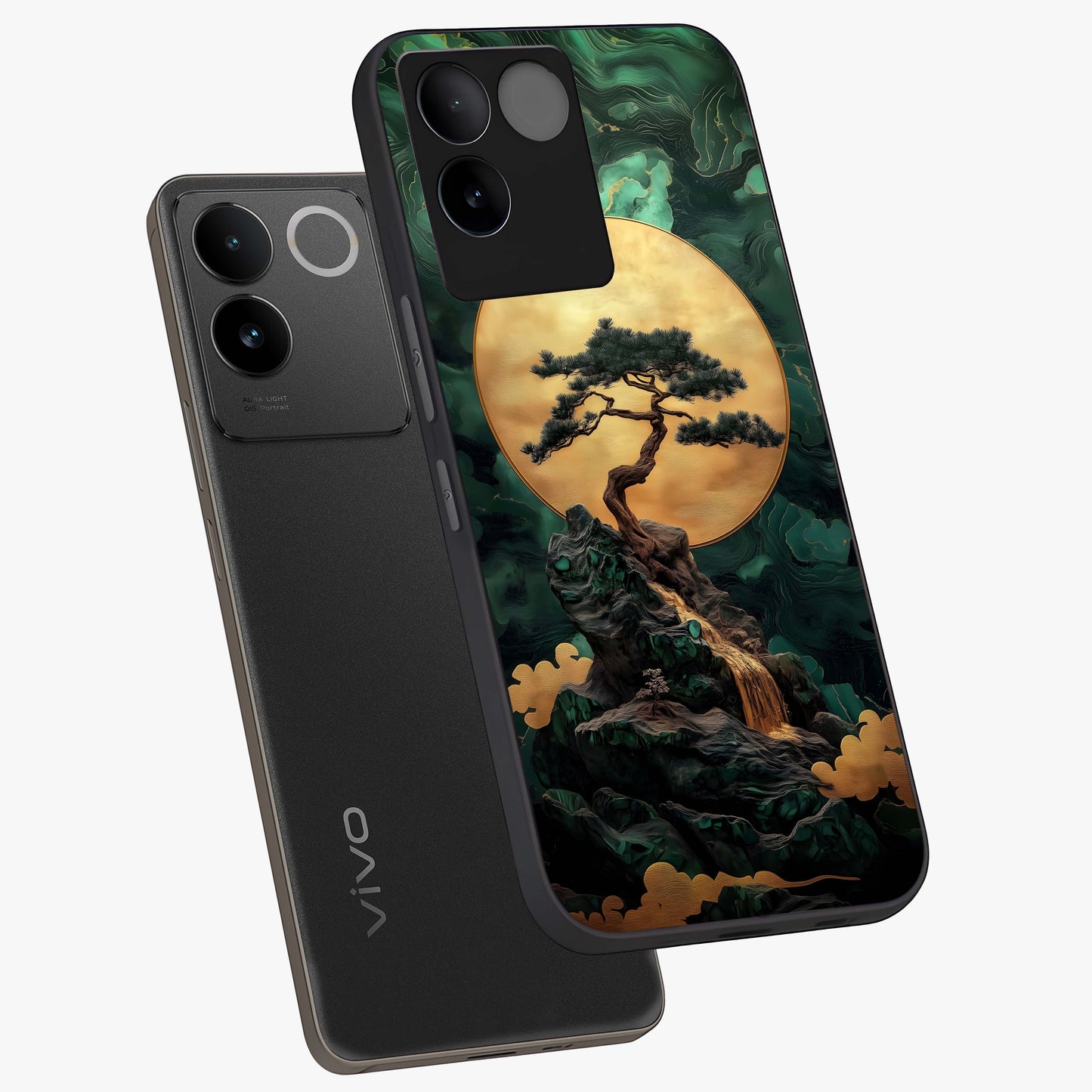 Zen Moon Rise Glass Case displayed in angled mockup highlighting peaceful lunar design with zen aesthetic style.