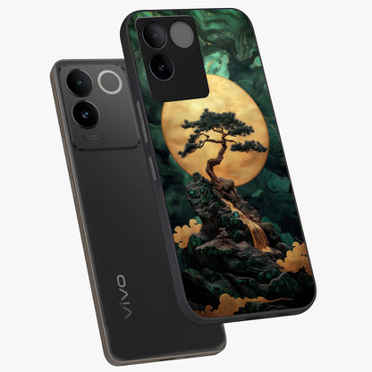 Zen Moon Rise Glass Case displayed in angled mockup highlighting peaceful lunar design with zen aesthetic style.