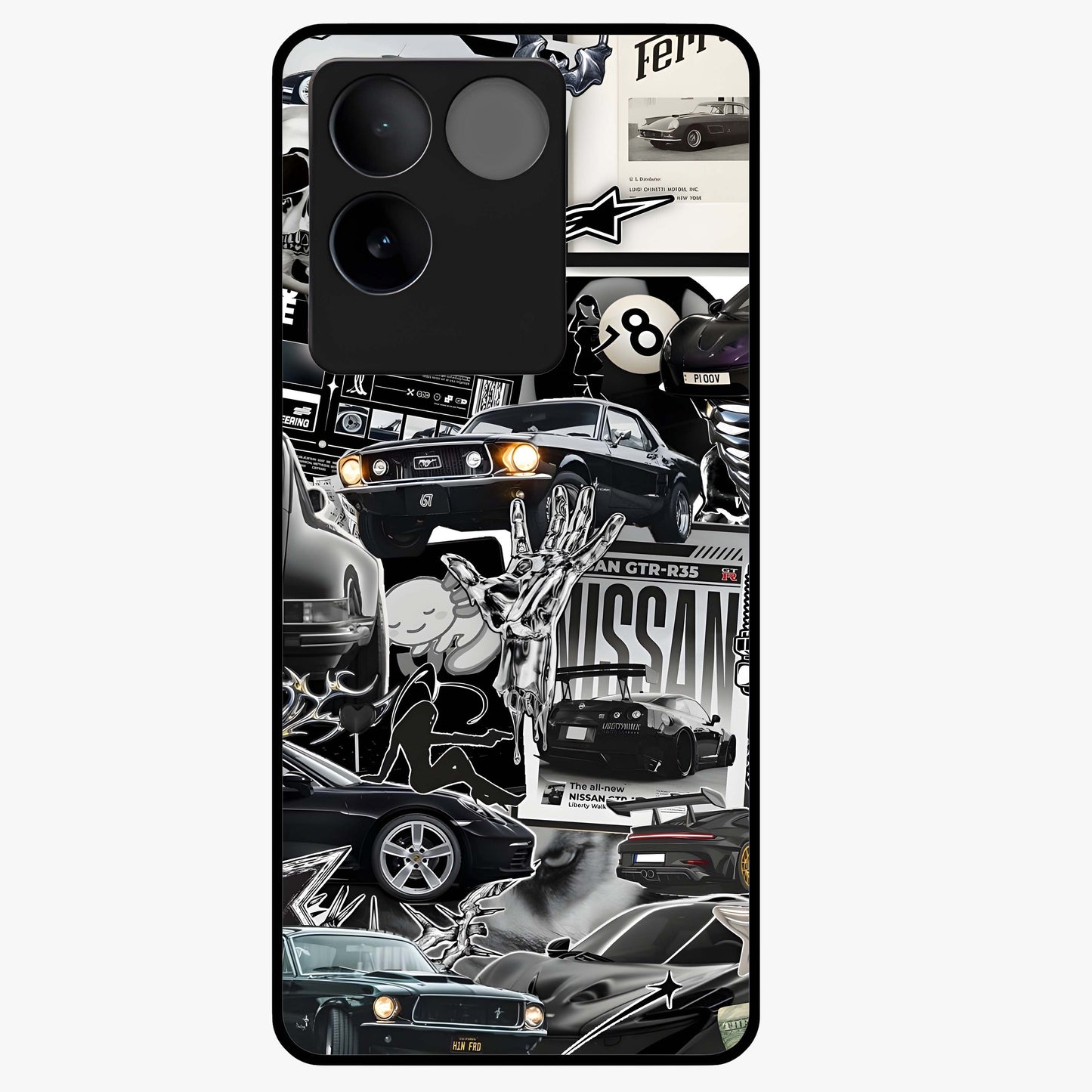 Aesthetic Dark Love Glass Case showing flat back view with dark romantic artwork and glossy glass finish.