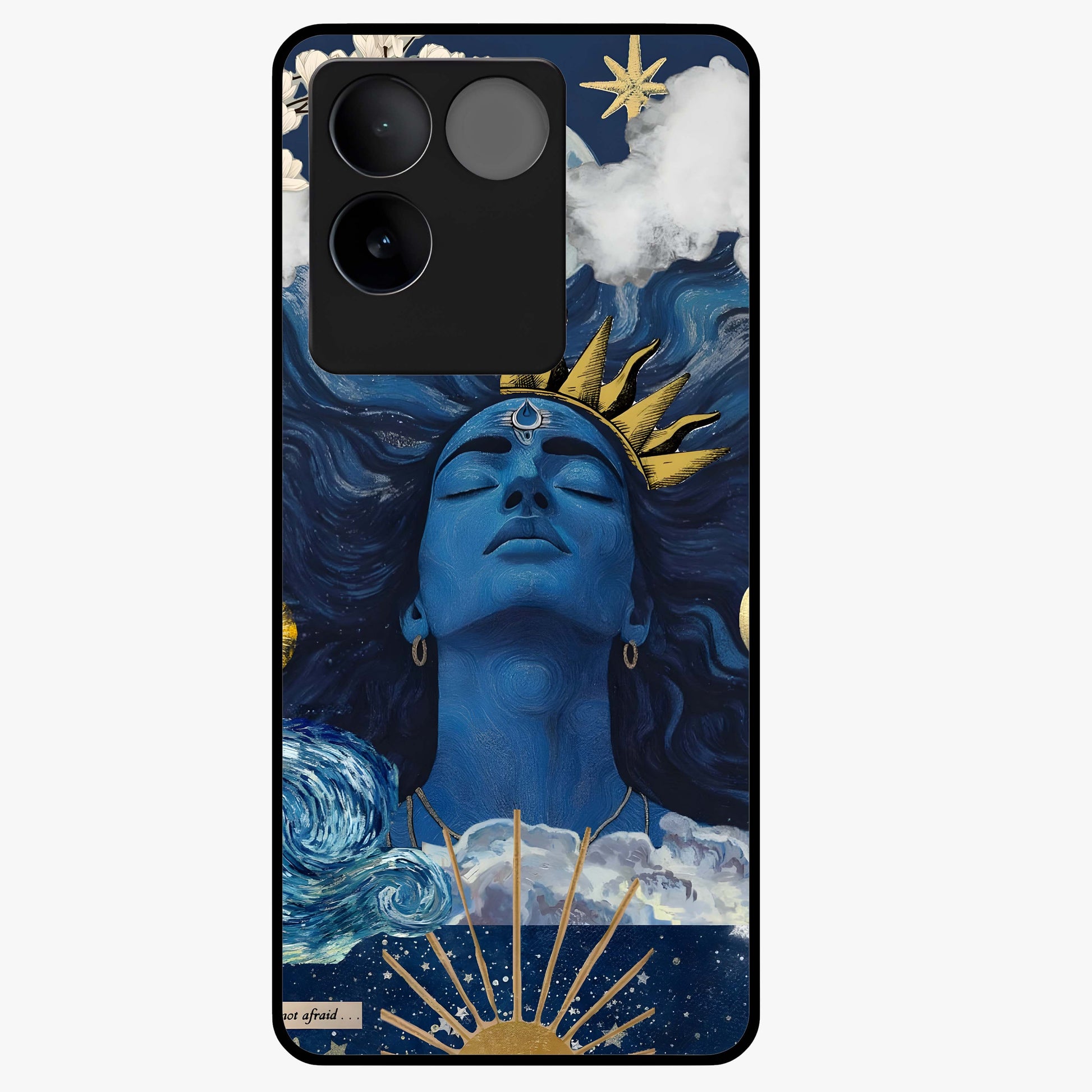 Aesthetic Lord Shiva Glass Case showing flat back view with divine Shiva artwork and glossy glass finish.