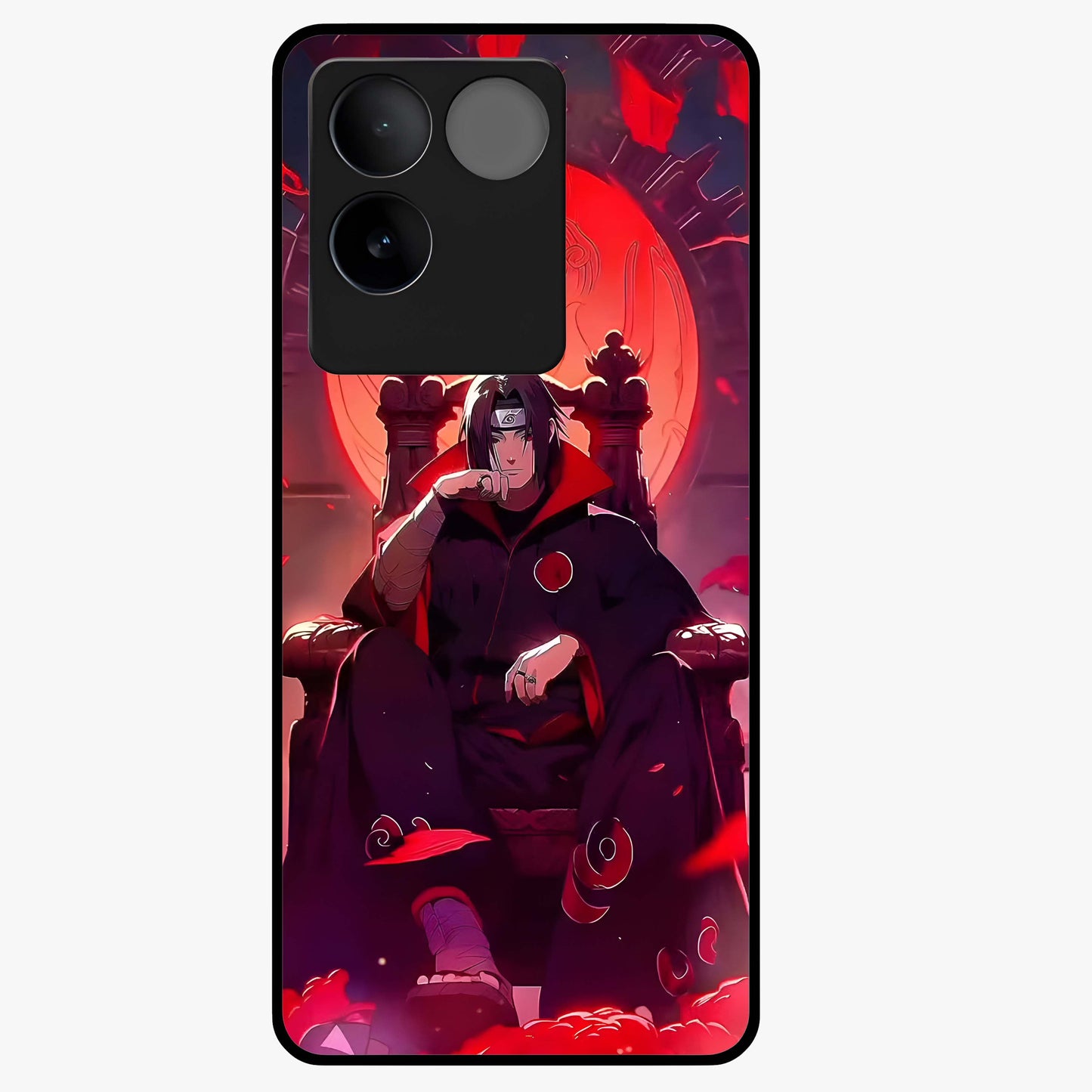 Blood Moon Sovereign Glass Case showing flat back view with mystical blood moon artwork and glossy glass finish.