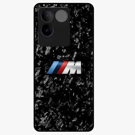 Carbon Speed Mark Glass Case showing flat back view with sporty carbon pattern artwork and glossy glass finish.