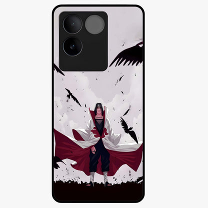 Crimson Crow Ascension Glass Case showing flat back view with mystical crow artwork and glossy glass finish.