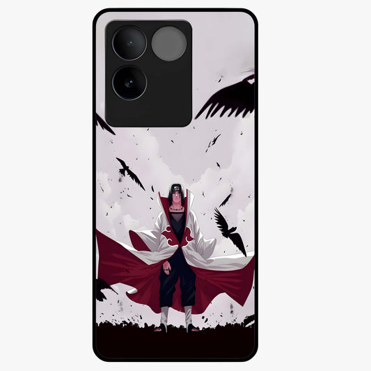 Crimson Crow Ascension Glass Case showing flat back view with mystical crow artwork and glossy glass finish.