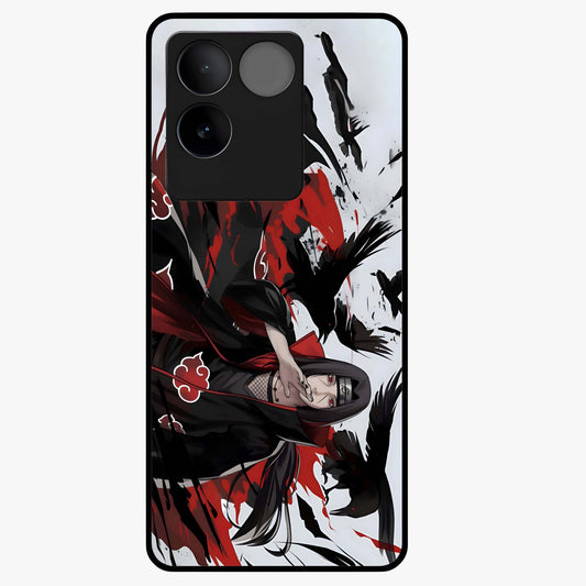 Crimson Crow Illusion Glass Case showing flat back view with artistic crow illusion artwork and glossy glass finish.