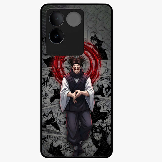 Cursed Ritual Ascension Glass Case showing flat back view with dark ritual themed artwork and glossy glass finish.