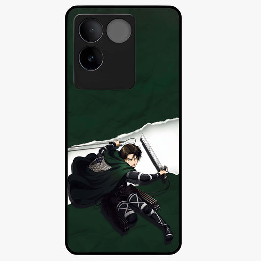 Emerald War Vanguard Glass Case showing flat back view with powerful warrior themed artwork and glossy glass finish.