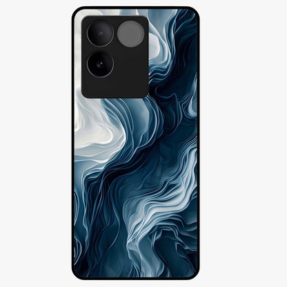 Ethereal Paper Marble Glass Case showing flat back view with soft marble paper texture artwork and glossy glass finish.