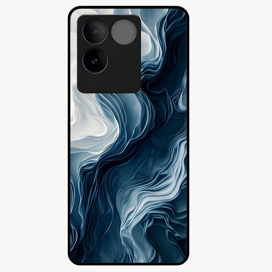 Ethereal Paper Marble Glass Case showing flat back view with soft marble paper texture artwork and glossy glass finish.