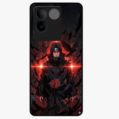 Focused Blade Discipline Glass Case showing flat back view with warrior sword themed artwork and glossy glass finish.