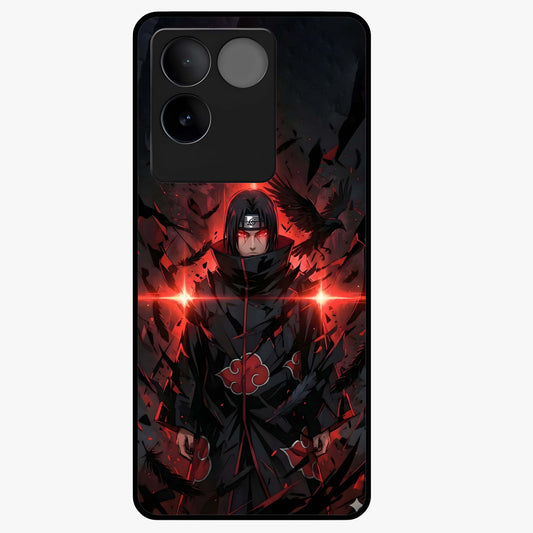 Focused Blade Discipline Glass Case showing flat back view with warrior sword themed artwork and glossy glass finish.