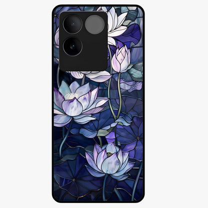 Gloss Petal Rush Glass Case showing flat back view with glossy flower petal artwork and smooth glass finish.