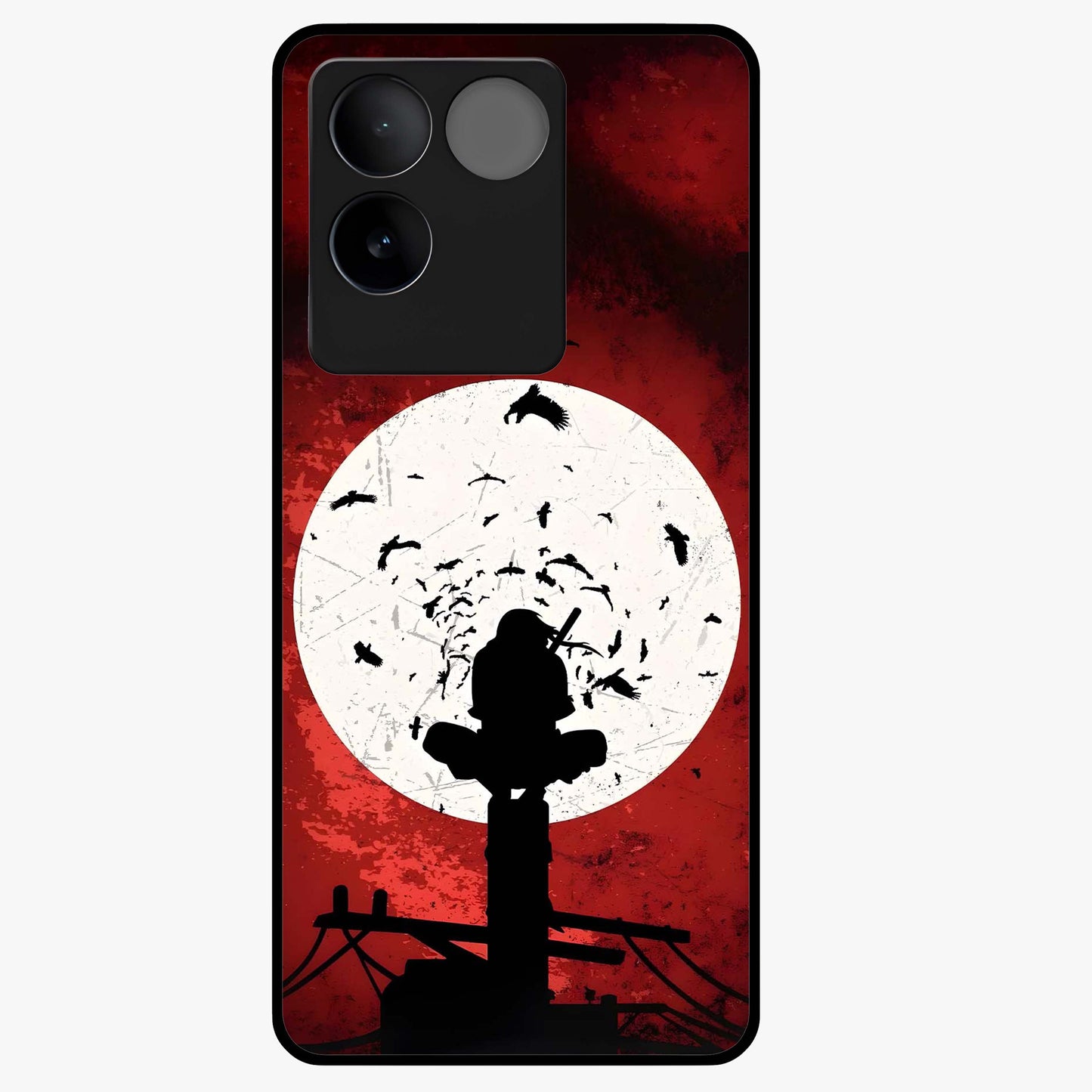 Itachi Limited Edition Naruto Anime Glass Case showing flat back view with iconic anime character artwork and glossy glass finish.