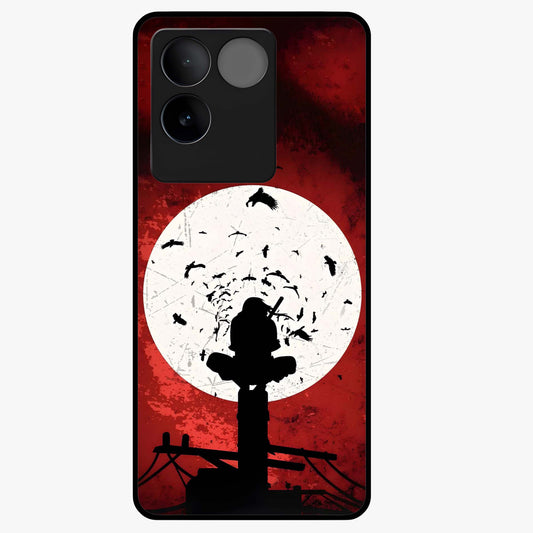 Itachi Limited Edition Naruto Anime Glass Case showing flat back view with iconic anime character artwork and glossy glass finish.