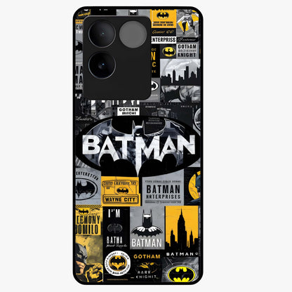 Knight Gotham Rise Glass Case showing flat back view with dark hero inspired artwork and glossy glass finish.