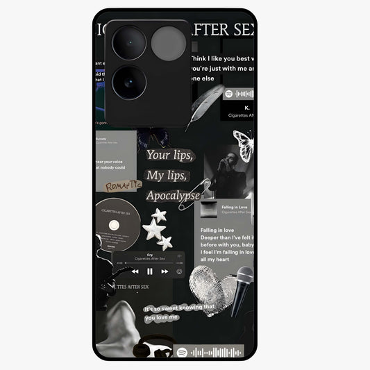 Midnight Love Echo Glass Case showing flat back view with romantic midnight themed artwork and glossy glass finish.