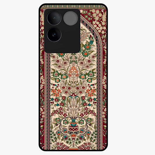 Persian Inspired Glass Case showing flat back view with ornate Persian style pattern artwork and glossy glass finish.