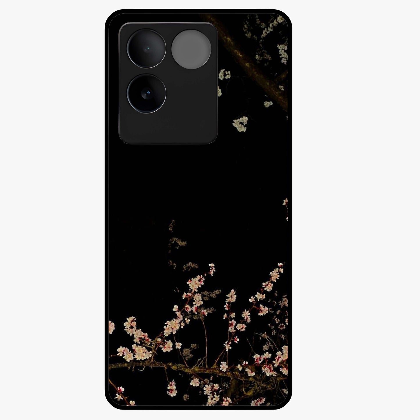 Petal Moon Light With Custom Name Glass Case showing flat back view with floral moonlight artwork and personalized name design.