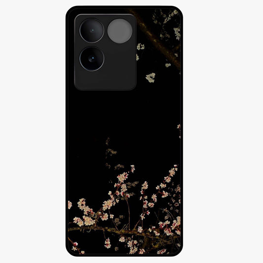 Petal Moon Light With Custom Name Glass Case showing flat back view with floral moonlight artwork and personalized name design.