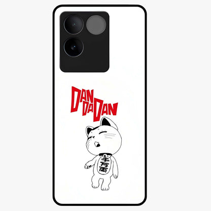 Playful Spirit Charm Glass Case showing flat back view with cheerful charm themed artwork and glossy glass finish.