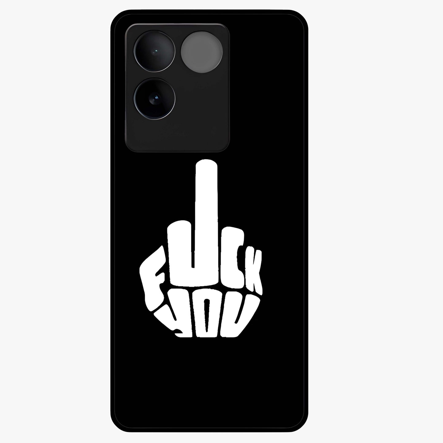 Rebel Mode On Glass Case showing flat back view with bold rebellious typography artwork and glossy glass finish.