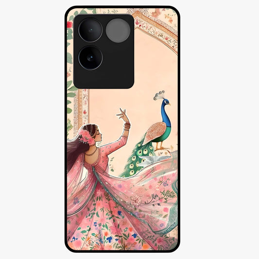 Royal Grace Muse Glass Case showing flat back view with elegant artistic artwork and glossy glass finish.