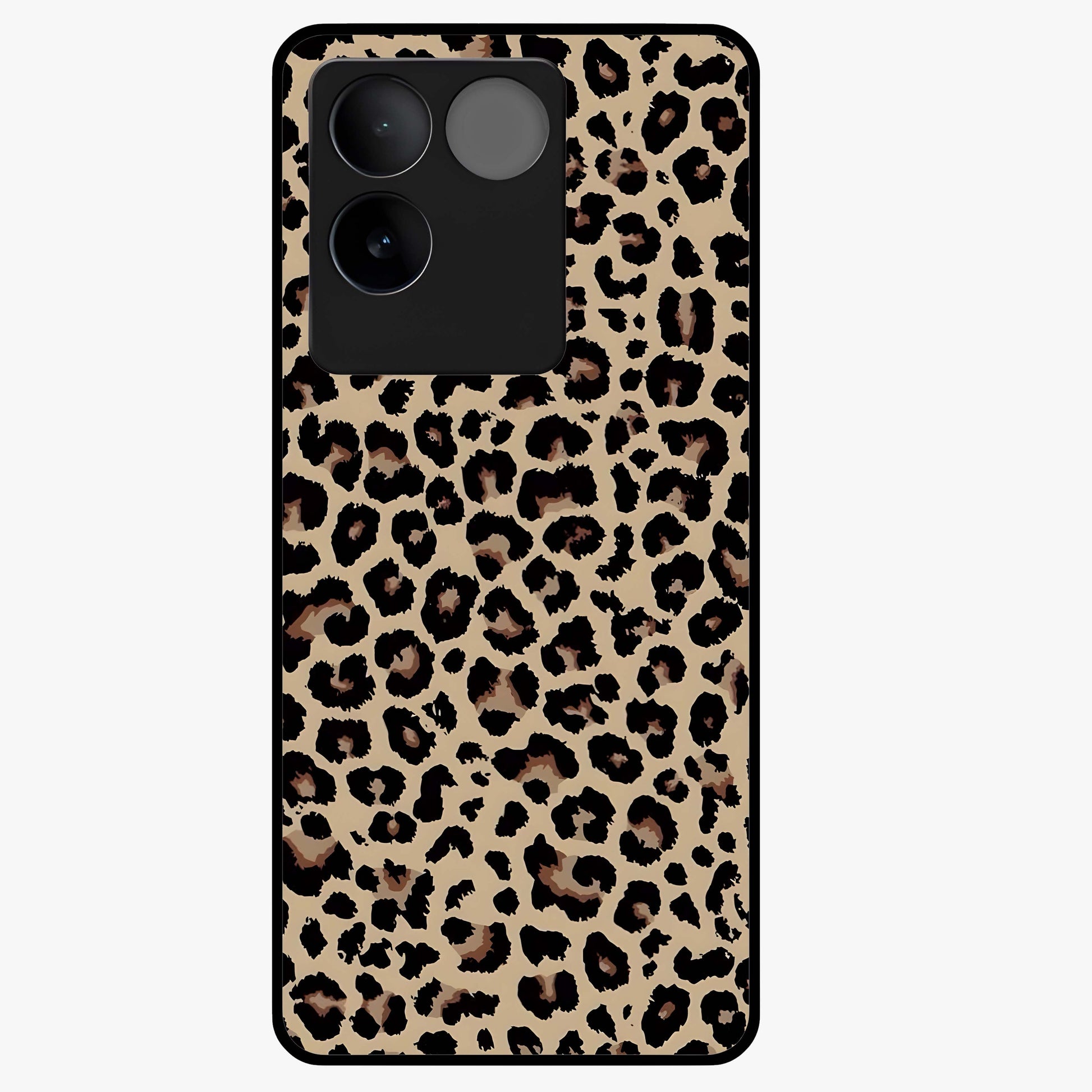 Savage Chic Pattern Glass Case showing flat back view with stylish patterned artwork and glossy glass finish.