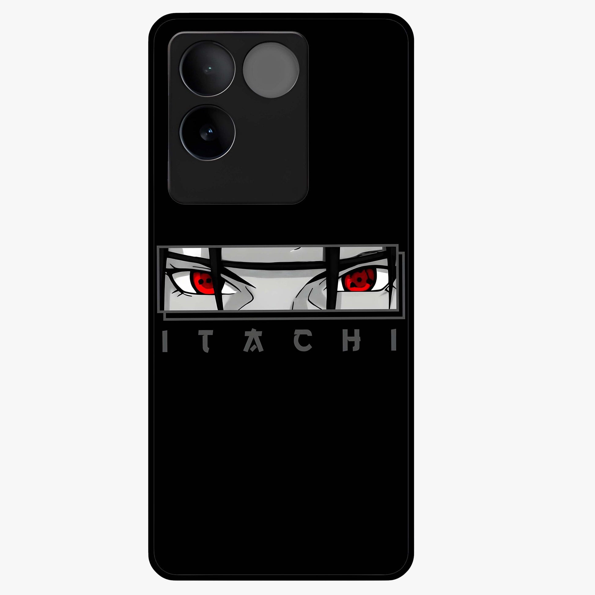 Scarlet Gaze Dominance Glass Case showing flat back view with striking red themed artwork and glossy glass finish.