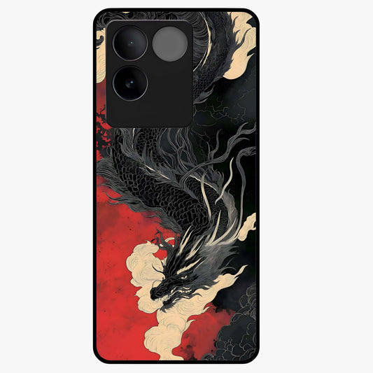 Shadow Dragon Fury Glass Case showing flat back view with fierce dragon artwork and glossy glass finish.