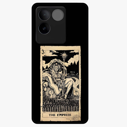 The Empress Glass Case showing flat back view with regal feminine artwork and glossy glass finish.