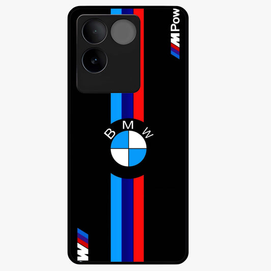Turbo BMW Beast Glass Case showing flat back view with high performance sports car artwork and glossy glass finish.