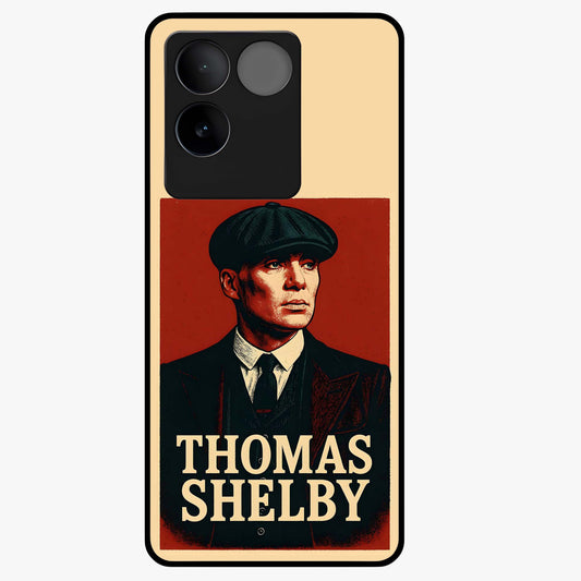 Vintage Mafia Authority Glass Case showing flat back view with bold vintage mafia inspired artwork and glossy glass finish.