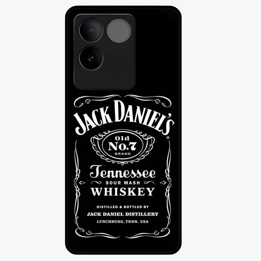Vintage Whiskey Heritage Glass Case showing flat back view with classic whiskey inspired artwork and glossy glass finish.