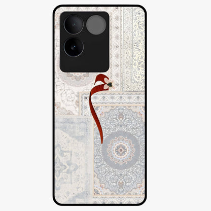 White Aesthetic Bow Glass Case showing flat back view with minimal bow artwork and glossy glass finish.