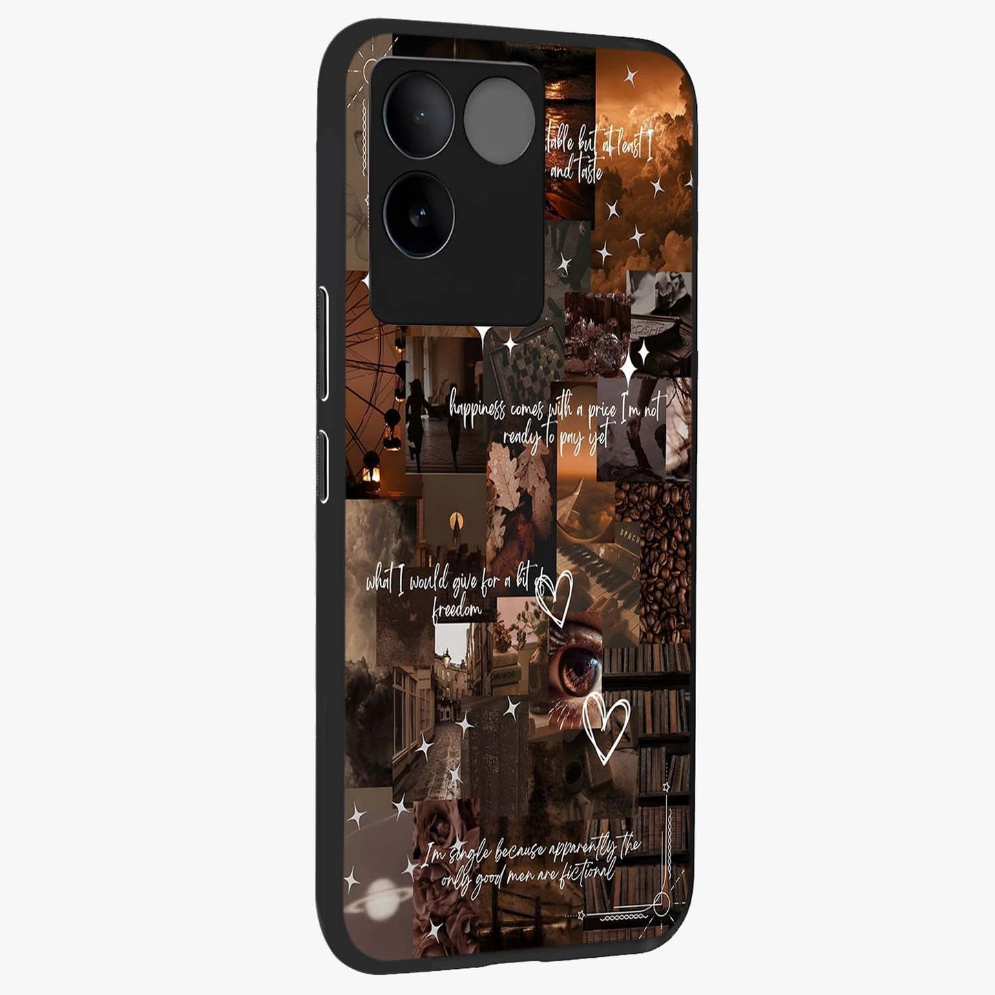 Bittersweet Aesthetic Chaos Glass Case upright view showcasing bold artistic chaos design with modern aesthetic style.