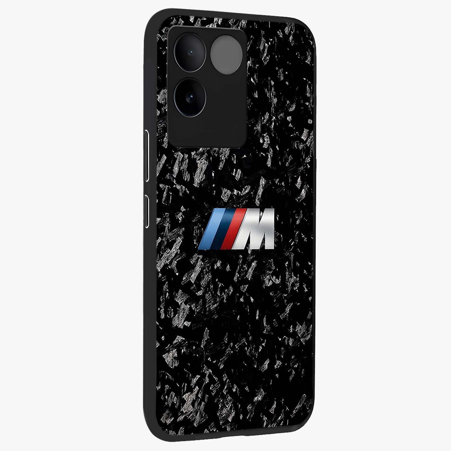 Carbon Speed Mark Glass Case upright view showcasing modern carbon speed graphic with bold automotive theme.