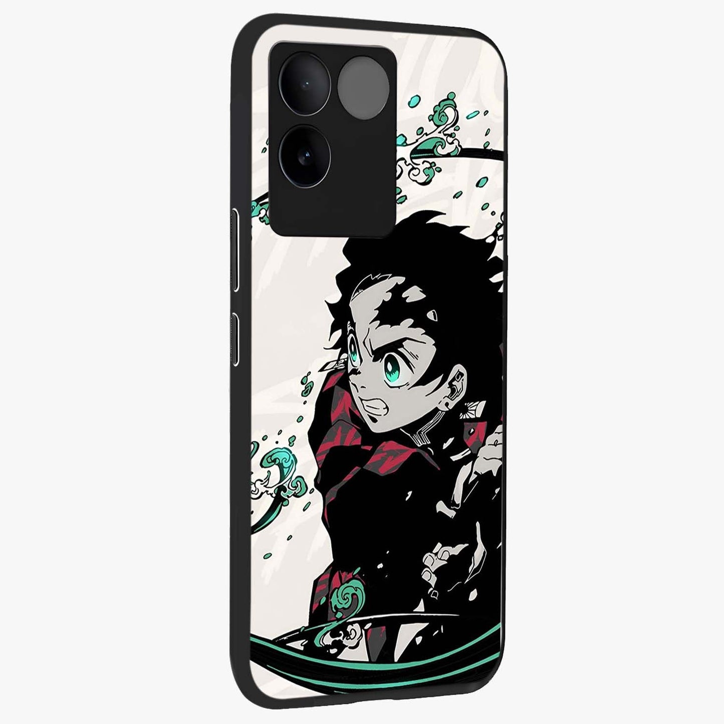 Demon Slayer Glass Case upright view showcasing powerful anime artwork with intense warrior theme.