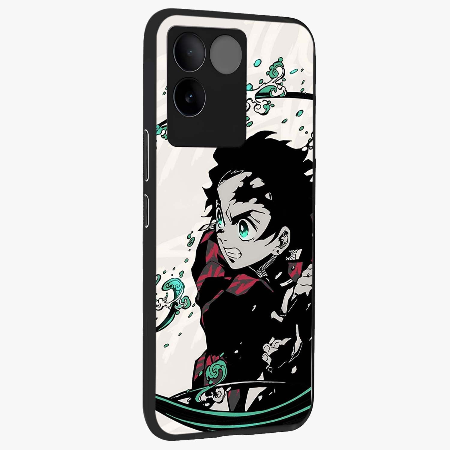 Demon Slayer Glass Case upright view showcasing powerful anime artwork with intense warrior theme.