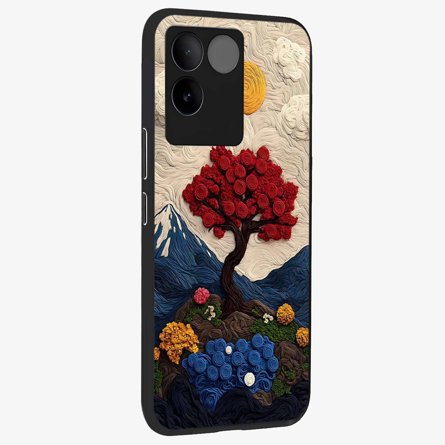 Eternal Nature Tapestry Glass Case upright view showcasing elegant nature tapestry design with decorative style.