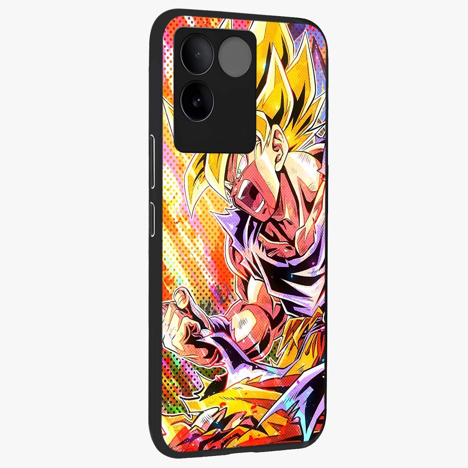 Firing Goku Glass Case upright view showcasing energetic anime artwork with bold warrior theme.