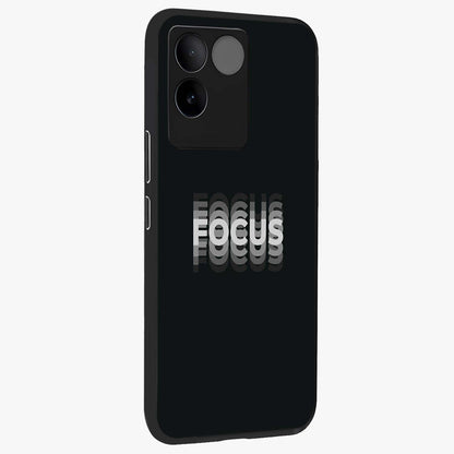 Focus Mode On Glass Case upright view showcasing strong typography statement with sleek motivational theme.