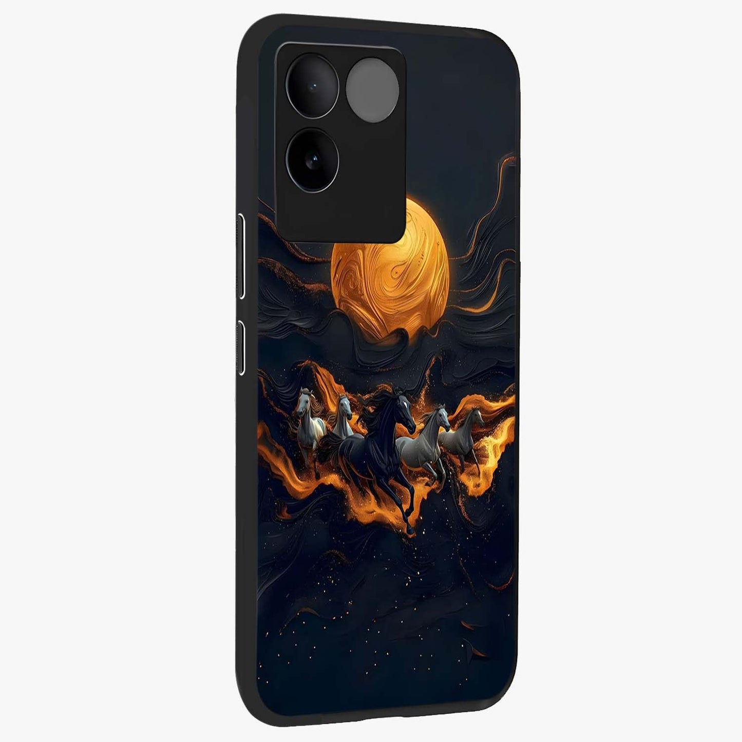 Golden Royal Heritage Glass Case upright view showcasing elegant royal artwork with classic heritage theme.