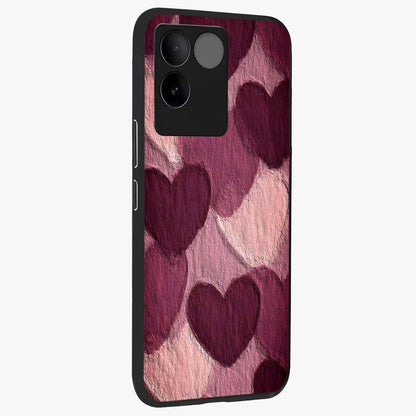 Layered Paper Hearts Glass Case upright view showcasing decorative layered heart artwork with sweet love theme.