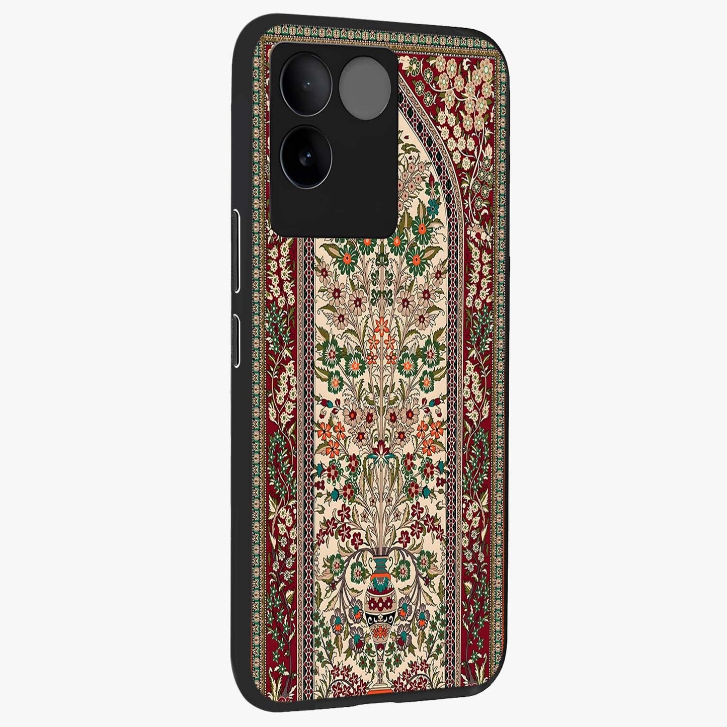 Persian Inspired Glass Case upright view showcasing decorative Persian artwork with rich heritage theme.