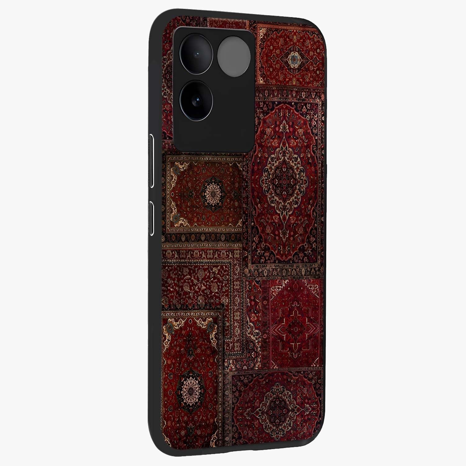 Persian Velvet Tale Glass Case upright view showcasing elegant Persian artwork with classic heritage theme.