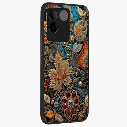Royal Jewel Garden Glass Case upright view showcasing rich floral artwork with luxurious garden theme.