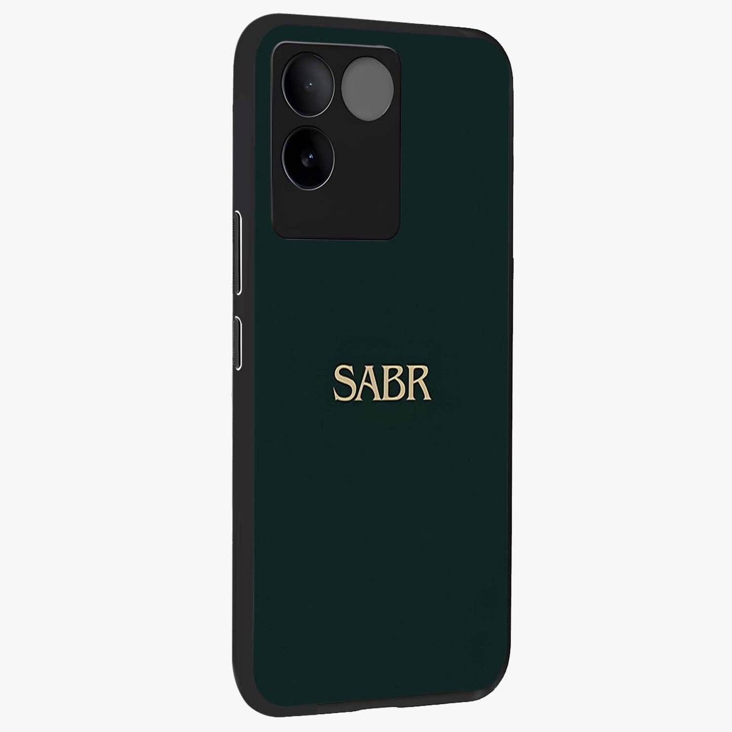 Sabr Minimal Patience Glass Case upright view showcasing calm minimalist artwork with motivational patience theme.