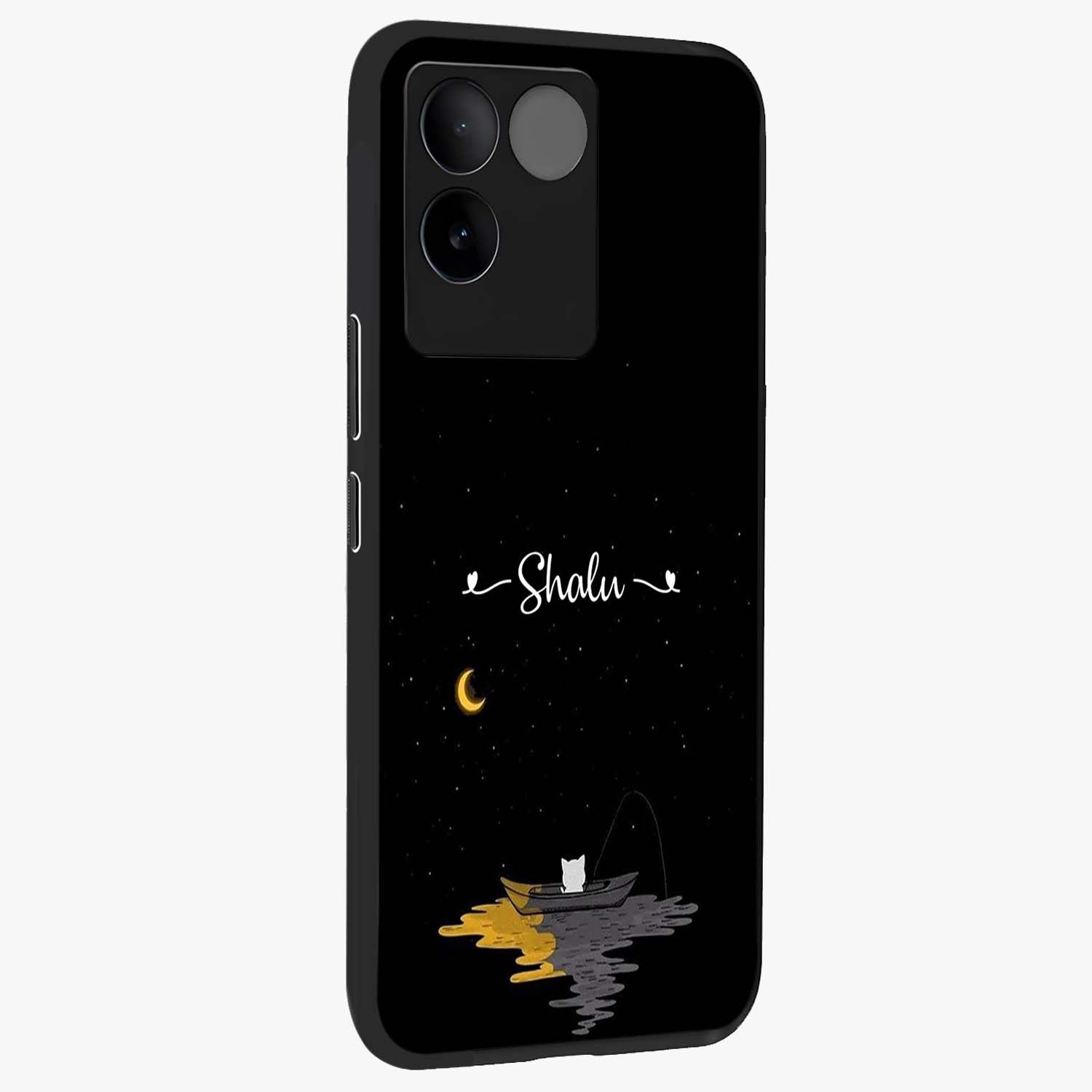 Silent Night Row Glass Case upright view showcasing tranquil night artwork with serene landscape theme.
