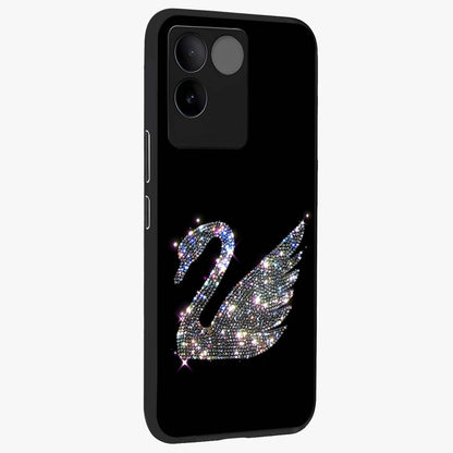 Starlit Swan Grace Glass Case upright view showcasing beautiful swan artwork with peaceful night themed design.