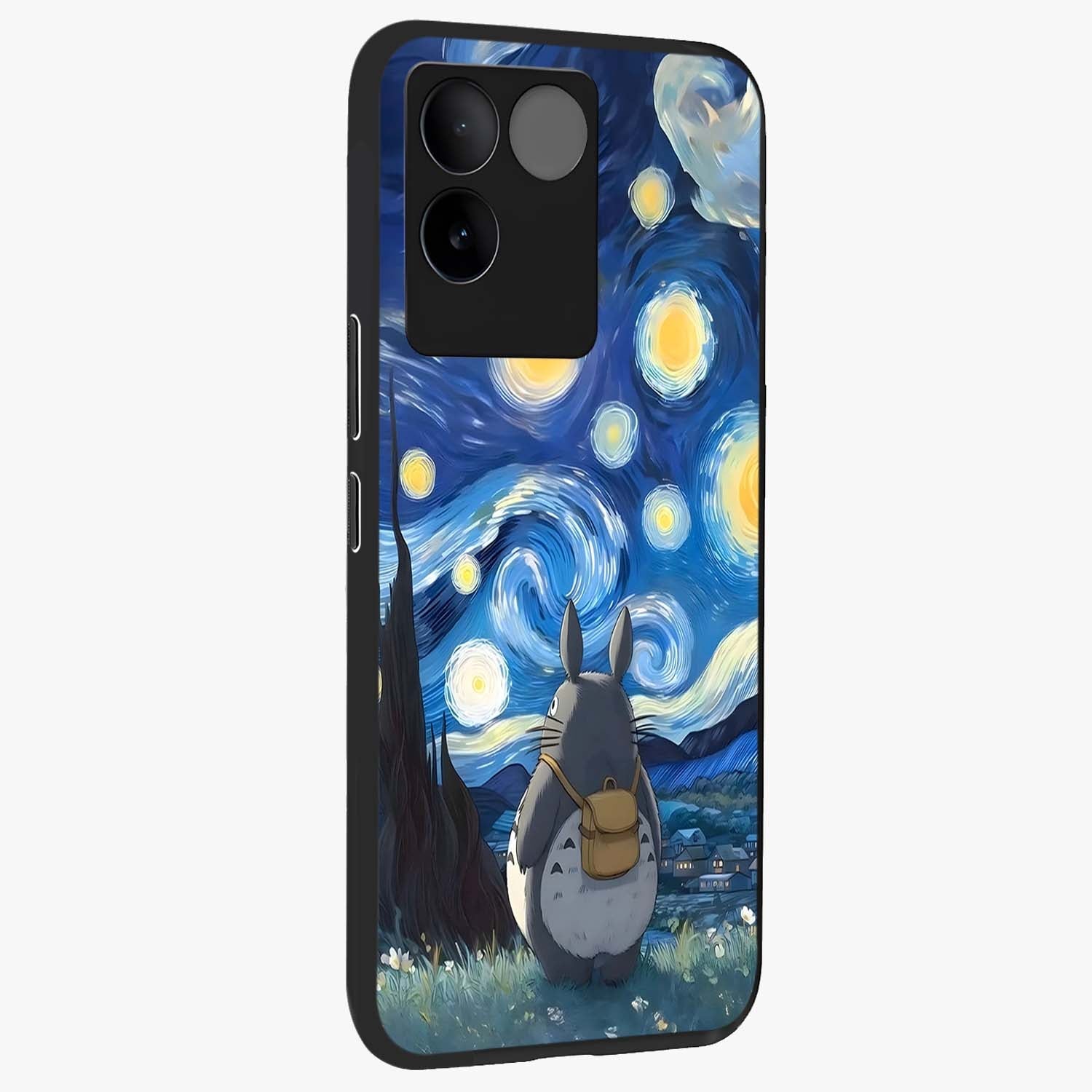 Totoro In Van Gogh Art Glass Case upright view showcasing creative character artwork with painterly artistic theme.